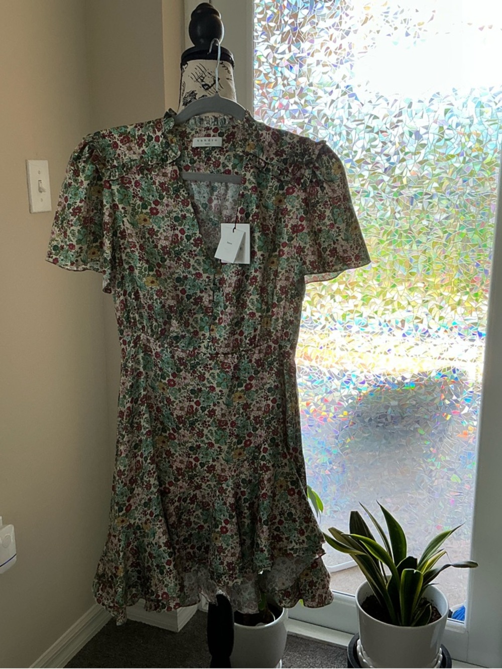 Sandro Green Multicolor Floral Mini Dress